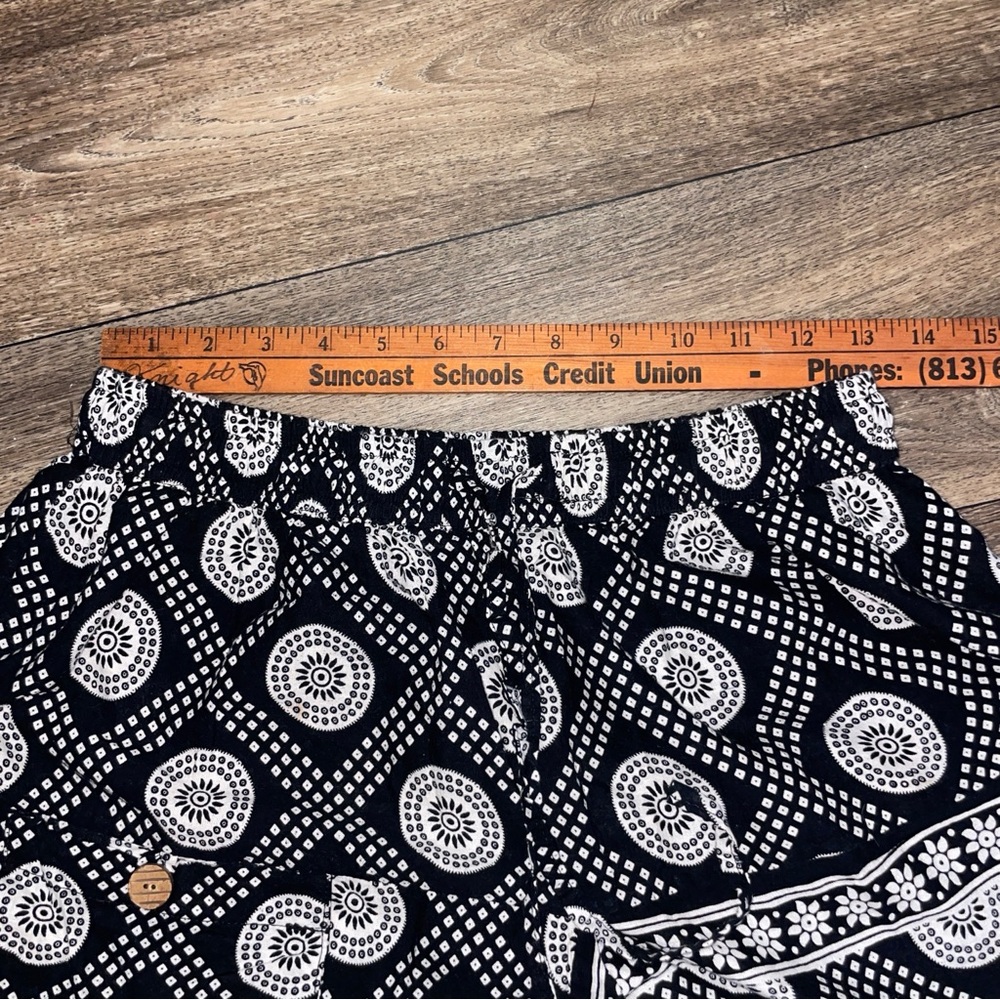 BELMA Boho Harem Pants Black White Cotton Elastic Waist OS - Picture 5 of 7